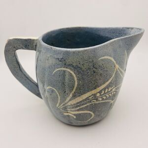 1940s Tlaquepaque Mexico Folk Art Blue Ceramic Creamer Pitcher RARE Vintage